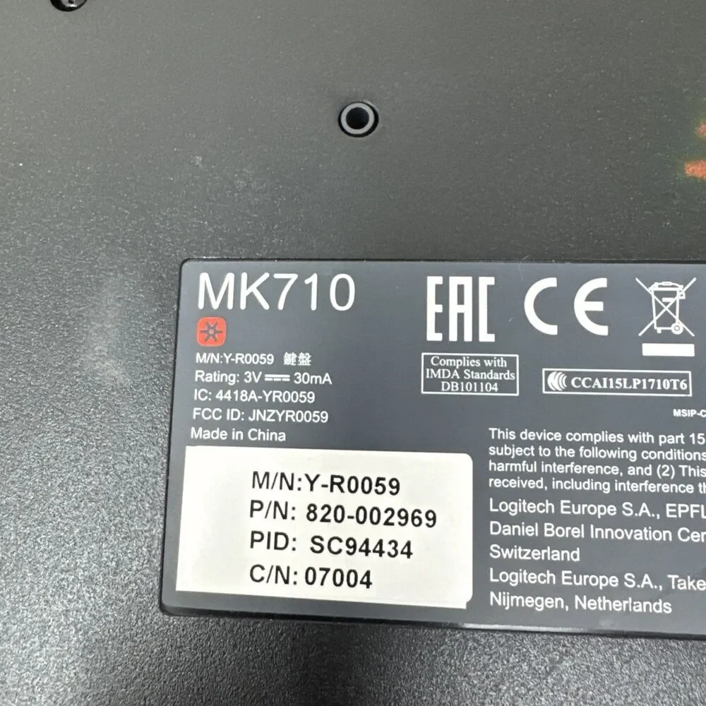 Logitech MK710 Wireless Keyboard Y-R0059 820-002959 w/ Unifying Receiver